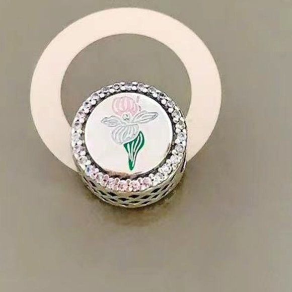 Pandora Jewelry | Pandora Minnesota Bead Charm The Pink and White Lady's Slipper - Picture 1 of 3